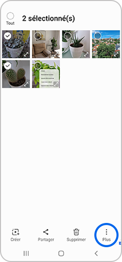 Sélection d'images de la Galerie du dossier sécurisé d'un smartphone Samsung