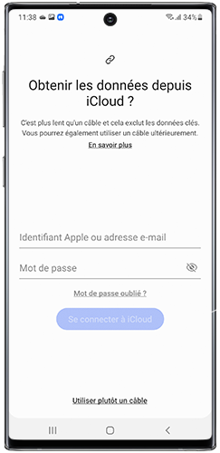 Transférer les données de mon ancien iPhone vers mon nouveau smartphone Galaxy - iCloud