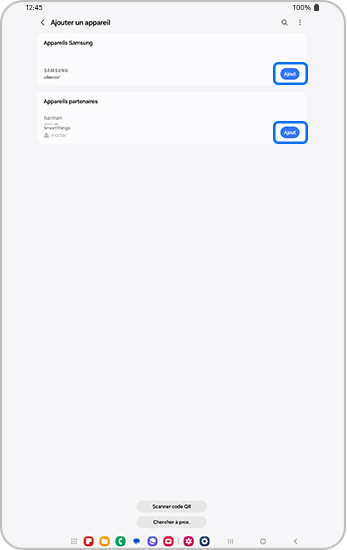 Ajoutez Samsung ou appareils partenaires