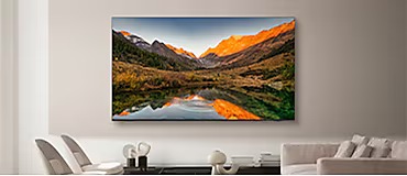 TV Samsung murale avec une magnifique image de nature à l'écran