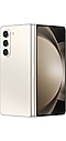 Galaxy Z Fold5 в цвят Естествен памук, полуотворен, изглед отзад.