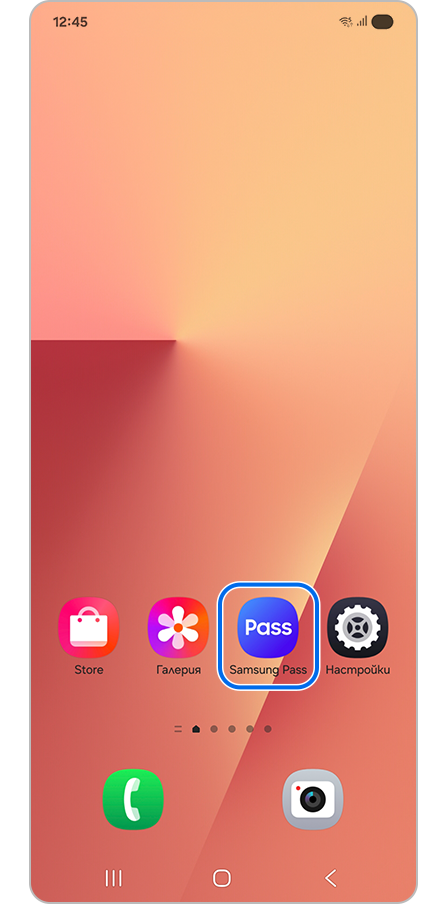 Докосване на приложението Samsung Pass