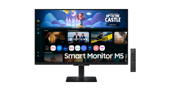 Smart Monitor Samsung M5 27", Plataforma Tizen™, USB,  HDMI, Bluetooth, FHD,  Preto,  2025
