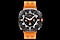 O Galaxy Watch Ultra com espelho preto exibindo o horário em estilo analógico com números e mostradores brancos