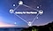 Um céu noturno e uma cadeia de montanhas cobertos por ícones ecológicos e o título “Galaxy for the Planet”.