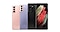 Vistas posteriores de um Galaxy S21 5G na cor Phantom Pink e um S21+ 5G na cor Phantom Violet, e vistas frontal e posterior de um Galaxy S21 Ultra 5G na cor Phantom Black.