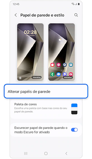 Papel de parede e estilo da tela inicial