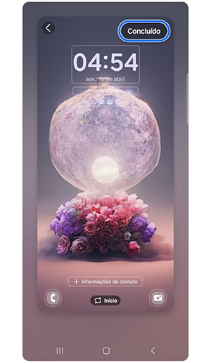 Tela para verificar a aparência da imagem de fundo