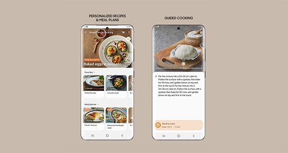tela de celular do aplicativo de receitas samsung