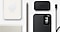 A range of Samsung accessories are shown in a square. They include the S Pen, cases and a charger
