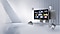 A blank TV sits alone. A vivid blue abstract landscape appears on screen. The TV suddenly moves to occupy a central position surrounded by four other TV models. Text below reads Samsung Vision AI is here. QLED, Neo QLED, Neo QLED 8K, OLED, and The Frame.