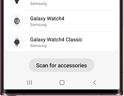 Scan for accessories below a list of devices