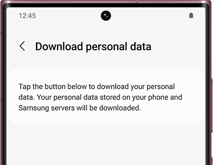 Information about Download personal data in the Samsung Health app