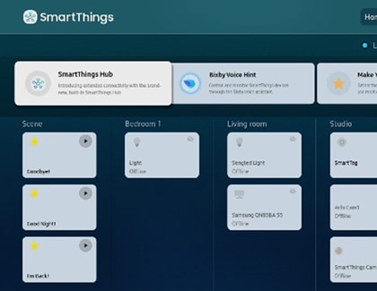 SmartThings home screen on a Samsung TV