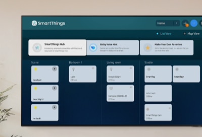 SmartThings displayed on a Samsung TV