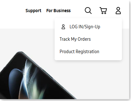 Select the profile icon in the upper right corner, and then select LOG IN/Sign-up