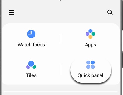 Tap Quick panel from the app's Home page.