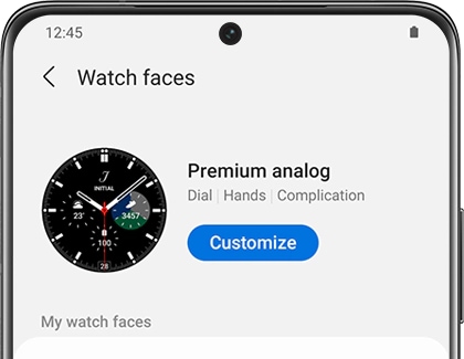 Select your desired watch face, and then tap Customize at the top of the screen.
