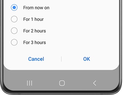 Select the desired time frame, and then tap OK. The Do not disturb setting will automatically sync to your smartwatch.