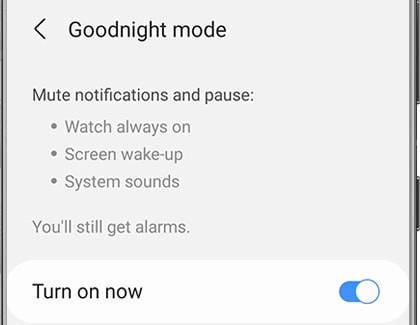 Tap Goodnight mode and then tap the switch next to "Turn on now".