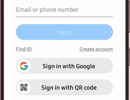 Enter your email or phone number if you have an existing account, or tap Find ID, Create account, or Continue with Google