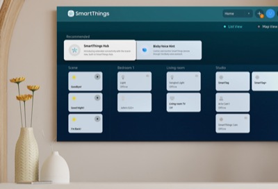 SmartThings displayed on a Samsung TV
