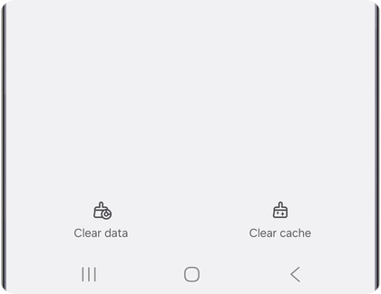 Clear cache and Clear data options on a Samsung Galaxy phone screen.