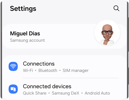 Settings menu on a Samsung Galaxy showing Connections options.
