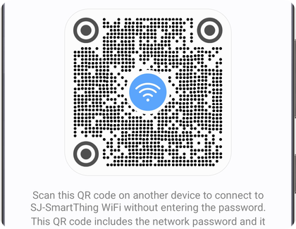 Screen displaying a QR code for easy Wi-Fi connection sharing on a Samsung Galaxy.