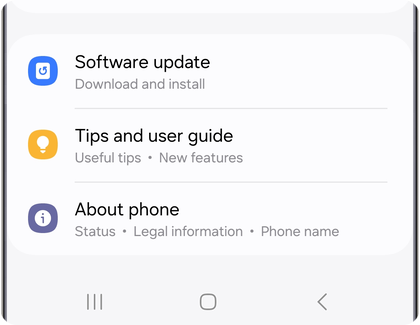 Settings menu on a Samsung Galaxy showing the About phone option.