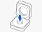 Diagram showing the Multipurpose button on the Galaxy Ring’s charging case, highlighted by a blue arrow.