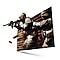 A scene from a FPS game. A soldier is about to shooting gun to target. QLED TV helps you get immersed in the shooting game. It looks real and dynamic.