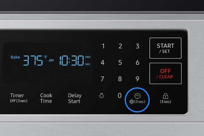 Some models display a Clock icon on the control panel.