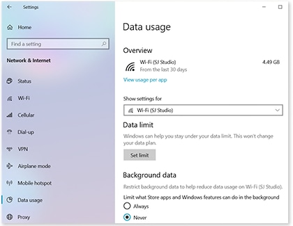 Manage cellular and data