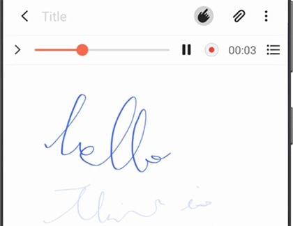 A timer will display at the top of the note, and the app will automatically begin recording. Start writing using the keypad, the S Pen, or your finger.