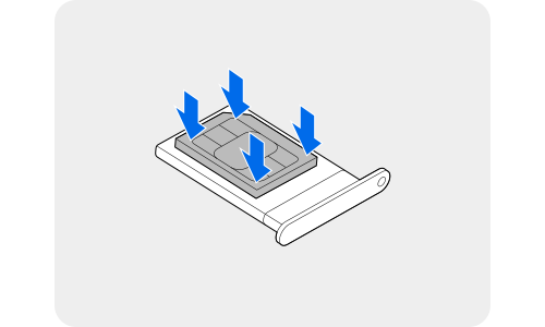 Displaying front side of single SIM tray