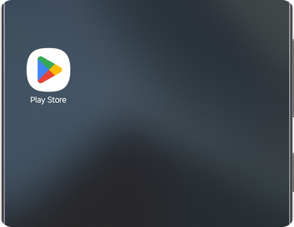 Play Store app icon on the home screen of a Samsung Galaxy phone.