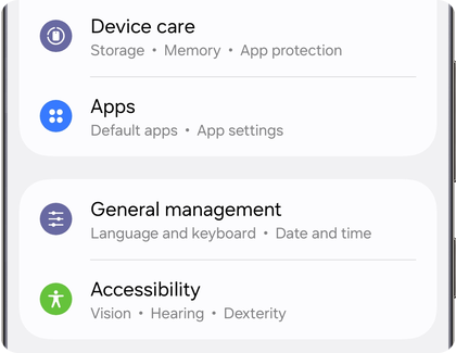 Settings menu on a Samsung Galaxy phone showing the Apps option.