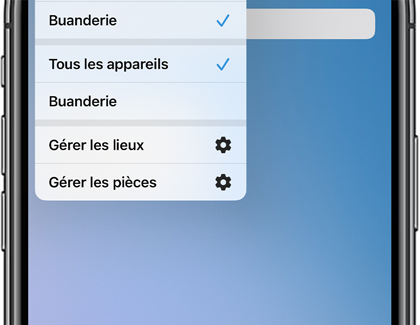 Un iPhone affiche un écran de l'application SmartThings.