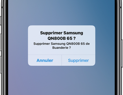 Un iPhone affiche un écran de l'application SmartThings.