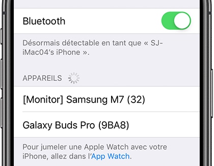 Connecter vos Galaxy Buds à un appareil iOS en utilisant la technologie Bluetooth