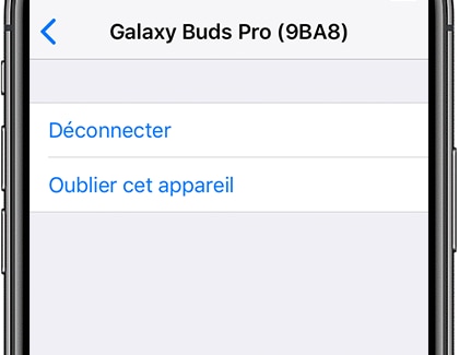 Si vos écouteurs sont connectés à un appareil Bluetooth, ouvrez le menu Bluetooth sur l’appareil Bluetooth. Touchez l’icône Paramètres qui se trouve juste à côté du nom de vos écouteurs et touchez Déconnecter.