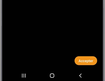 Touchez Accepter pour confirmer que vous approuvez le contrat de licence utilisateur final et l’avis de confidentialité de Samsung.