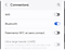 Menu des Connexions sur un Samsung Galaxy affichant l’option Wi-Fi désactivée.