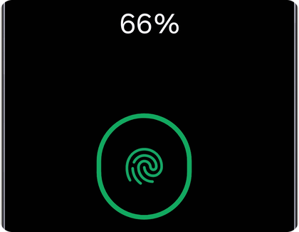 Écran d’enregistrement d’une empreinte sur un Samsung Galaxy affichant une progression à 66 %.