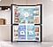 All four doors of a Samsung Bespoke fridge are open. The upper and lower left and right compartements have separate cooling systems. Their current settings are indicated by three different icons and blue boxes.