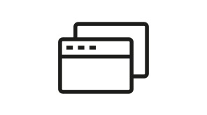 icon of 2 webpage browsers over lapping eachother