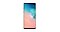 Arrière d’un téléphone Galaxy S10 blanc prismatique, avec l’avant d’un téléphone Galaxy S10 noir légèrement superposé sur le dessus