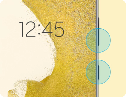 Téléphone Samsung Galaxy avec son bouton latéral et son bouton de volume mis en évidence.