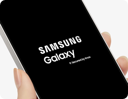 Écran de démarrage d’un Samsung Galaxy affichant le logo Samsung et la mention Secured by Knox.